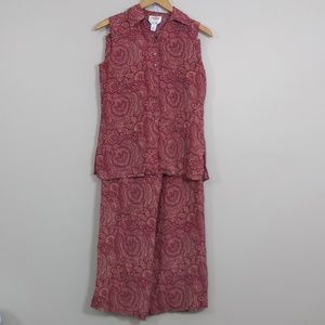 Talbots SILK sleeveless set in paisley size 4